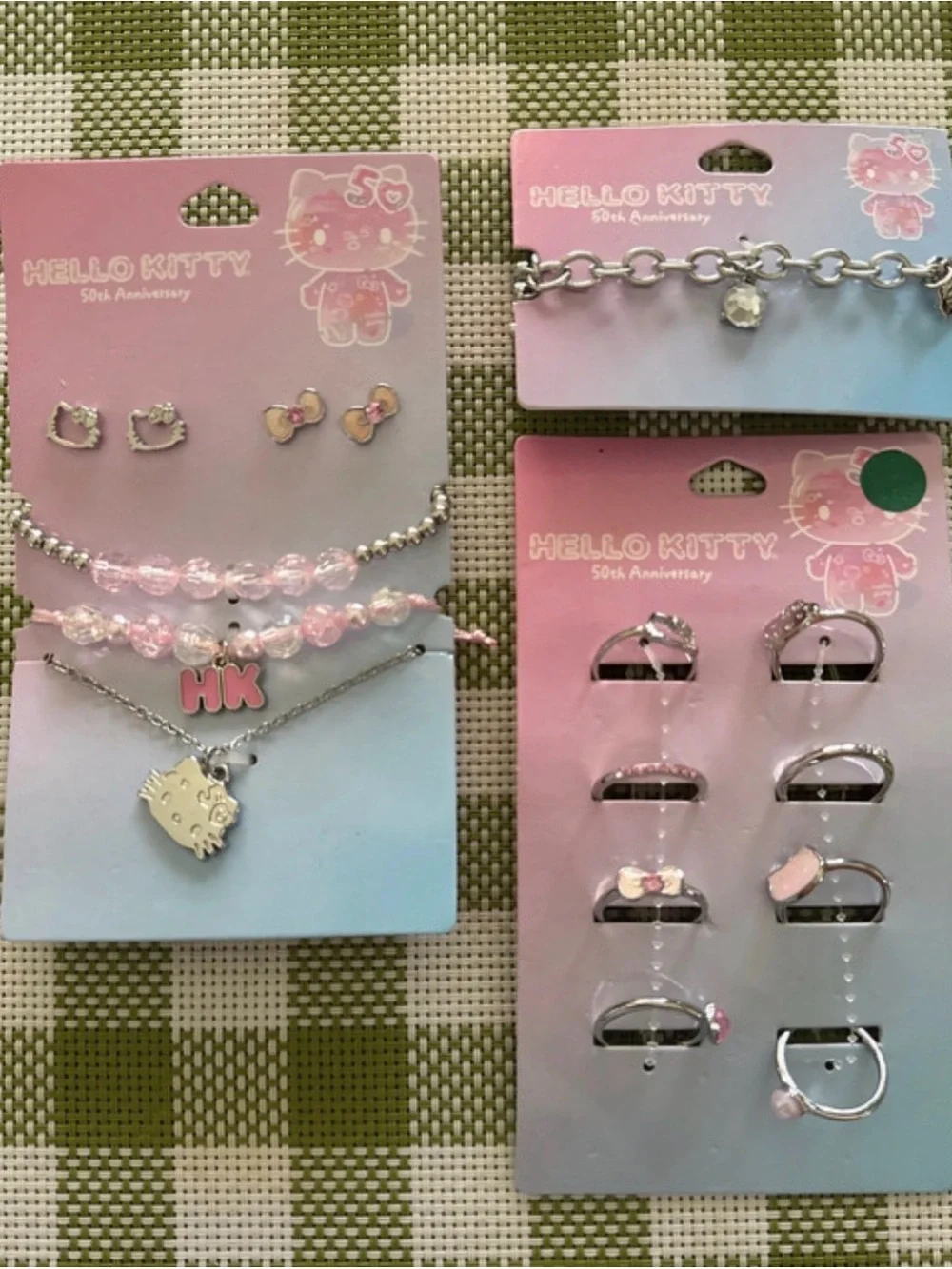 Hello Kitty Pink and Silver Kids Jewelry Set - Beads, Charms & Rings